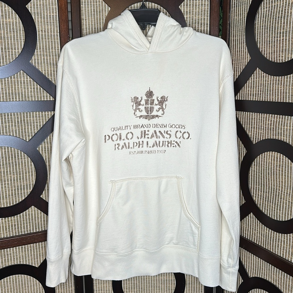 Rare Vintage 90s Polo Jeans Co. Ralph Lauren Lion Shield Hoodie USA Size Large